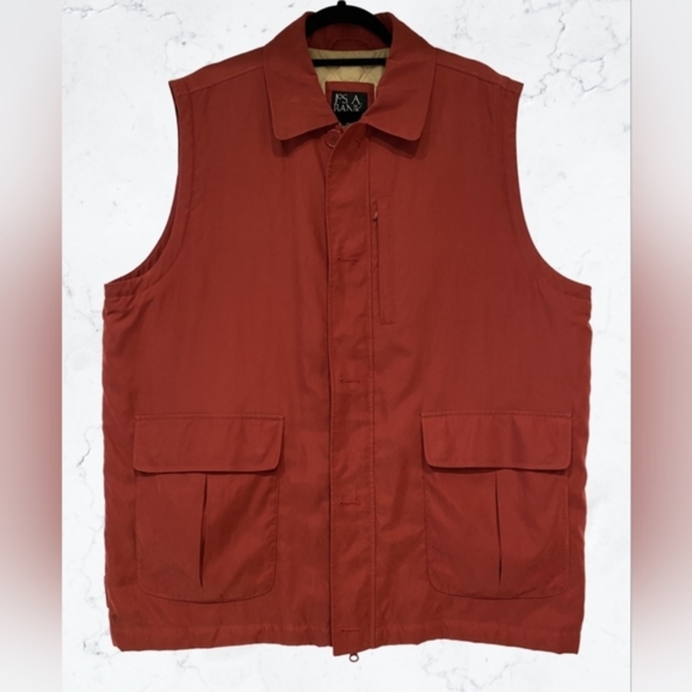 MENS JOS.‎ A. BANK RED ZIP-UP LINED/ INSULATED VEST JACKET SIZE XL - Picture 2 of 7